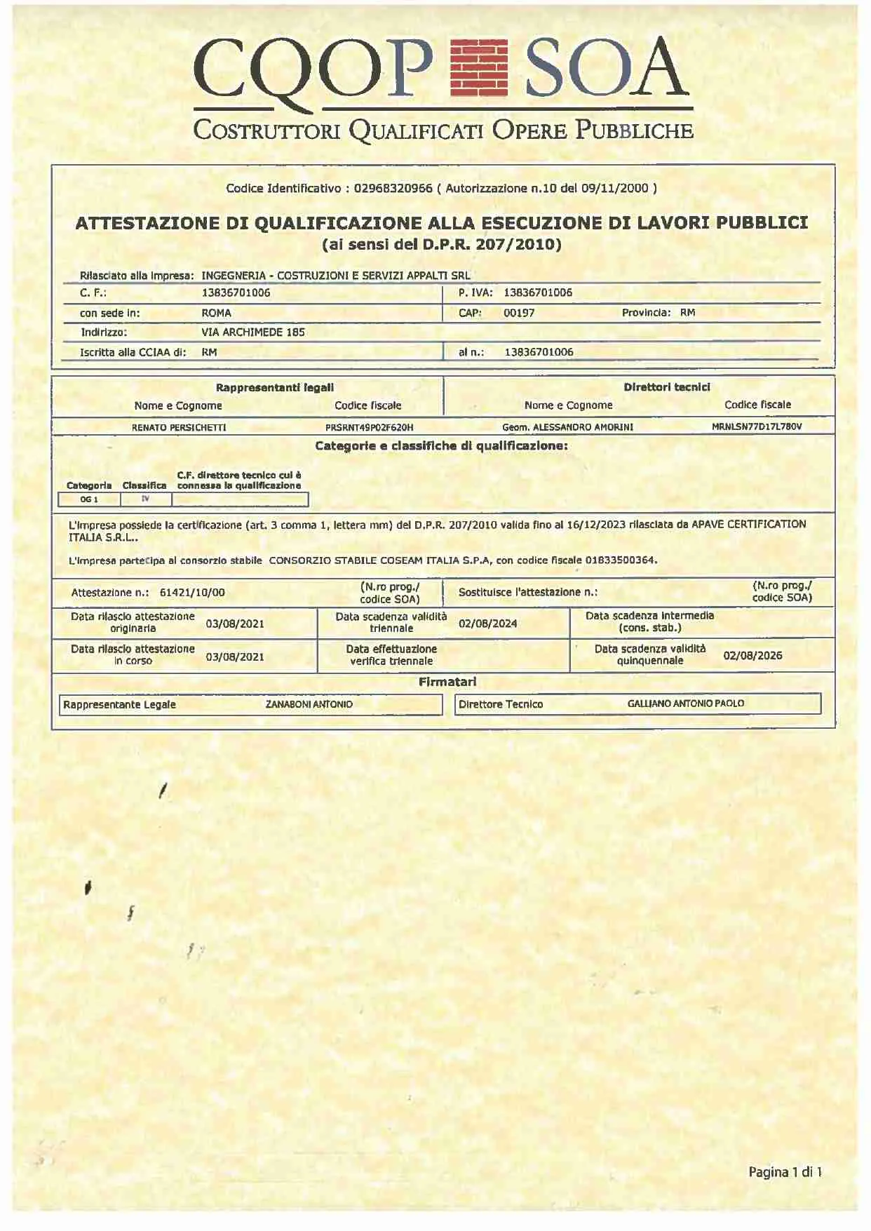 Certificazione SOA 61421