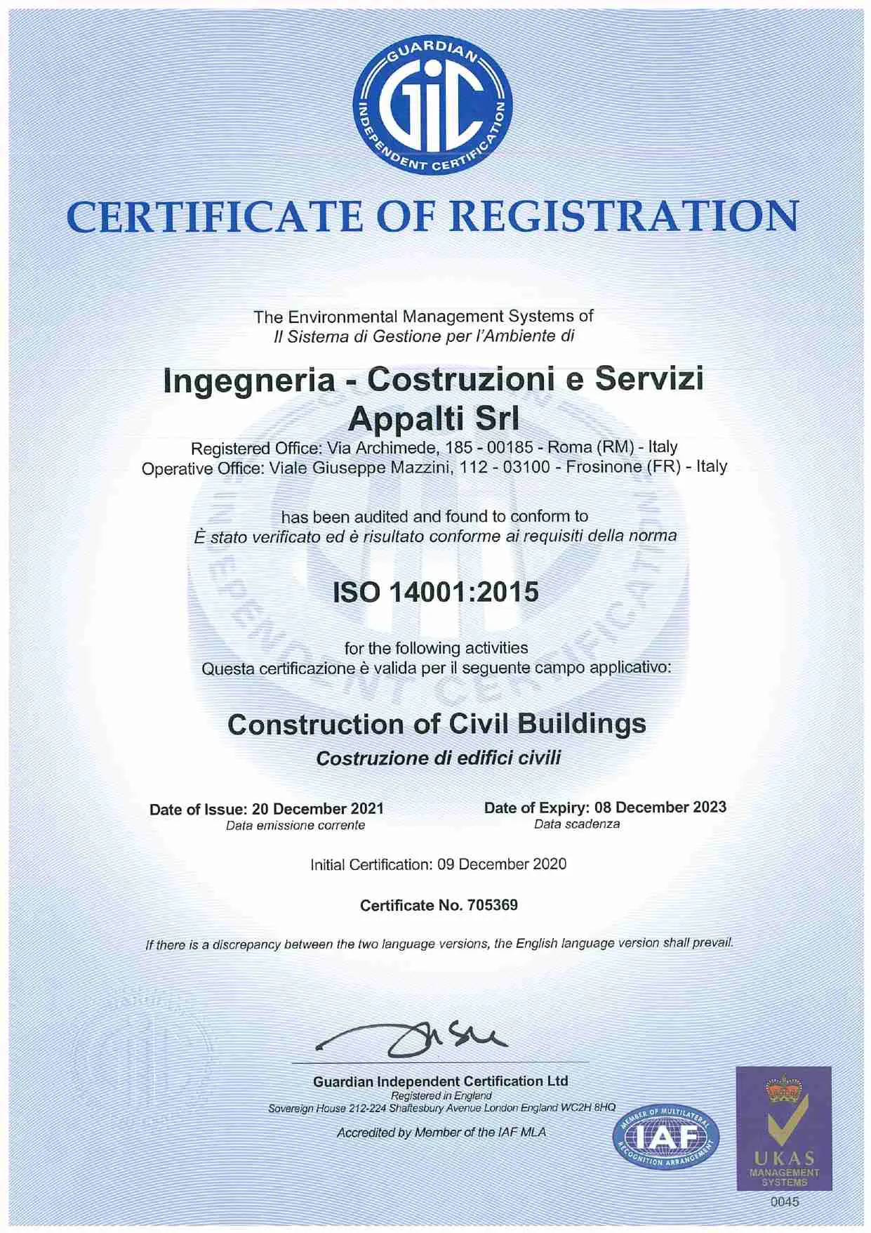 Certificazione ISO 14001